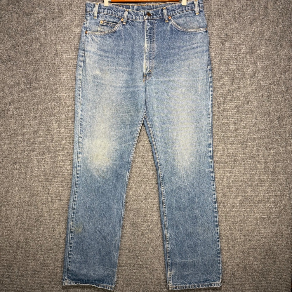 Vintage 80s Levis 517 Orange Tab Bootcut Jeans Made in USA Light Wash 35x33